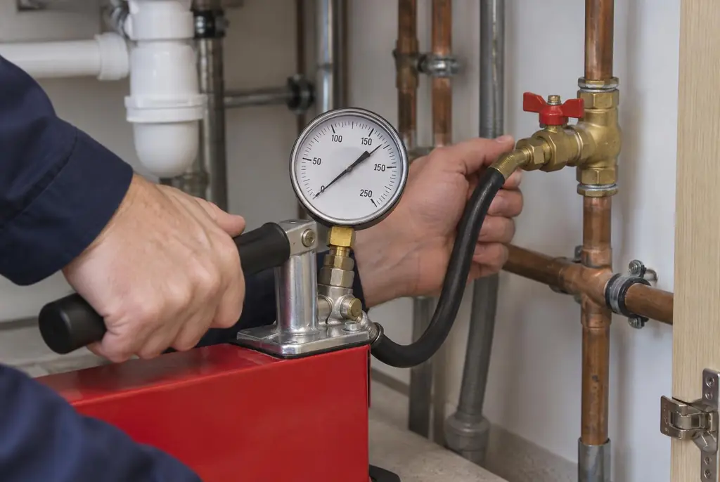 Lekdetectie Nieuwegein – druktest op een waterleiding met een manometer