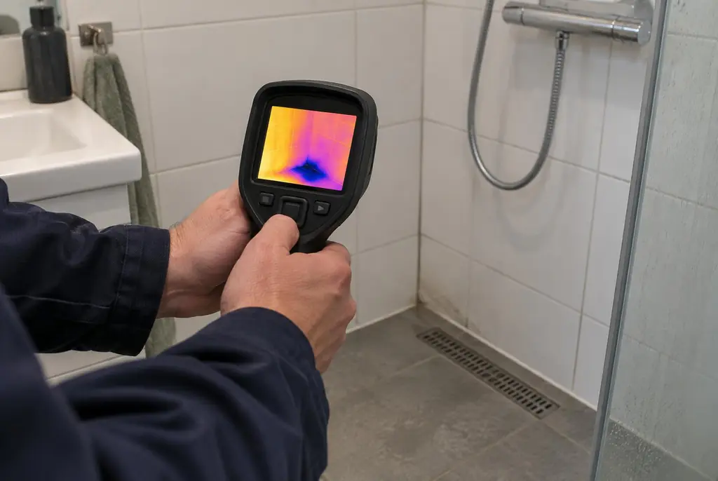 Lekdetectie Nieuwegein – lekdetectiespecialist met warmtebeeldcamera in een badkamer