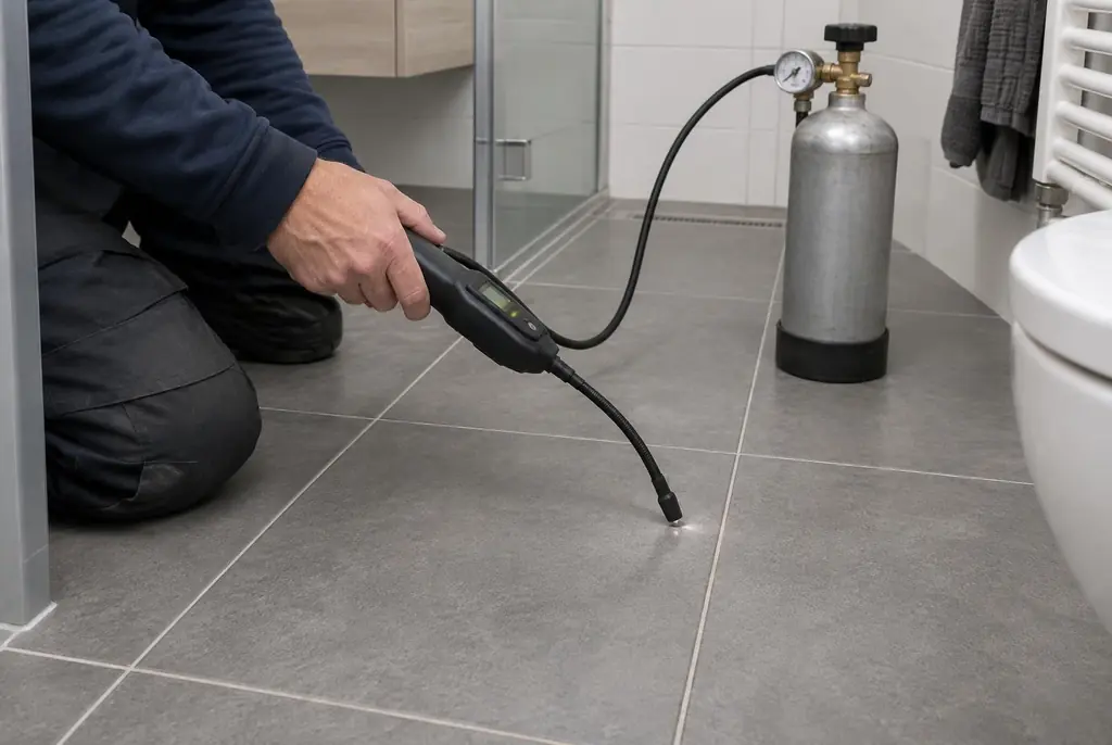 Lekdetectie Nieuwegein – technicus spoort met tracergas een lekkage op in de vloer